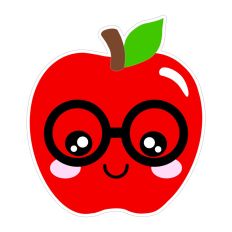 Kawaii Apple with Glasses