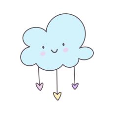 Kawaii Cloud with Hearts SVG Print and Cut 