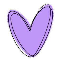 Hand drawn Lilac and Black Heart