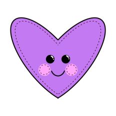 Lilac Stitched Heart SVG Print and Cut File