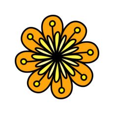 Hand Drawn Orange Modern Flower Print and Cut SVG