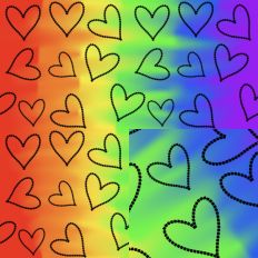 Black Tile Outline Rainbow Heart SVG Pattern