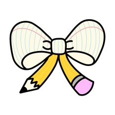 Notebook Paper and Yellow Pencil Bow Design