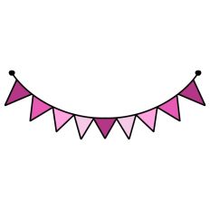Ombre Pink Pennants SVG Print and Cut Flag Border