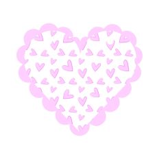 Scalloped Heart Pink on white Patterned Layered Banner