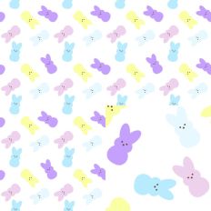 Pastel Easter Bunnies White Pattern Printable Background