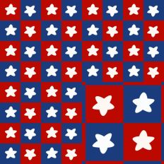 Red, White and Blue Americana Checker Pattern with Stars
