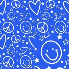 Peace Love and Happiness Blue Doodles Seamless SVG