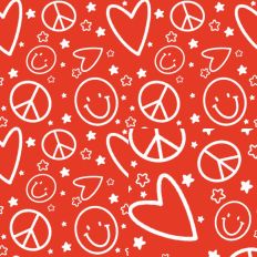 Peace Love and Happiness RED and white Printable SVG