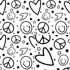 Peace Love Happiness Black and White SVG Printable