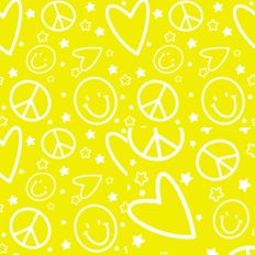 Yellow Peace Love and Happiness hand Drawn SVG 