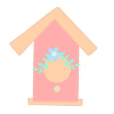 Hand Drawn Peach Bird House Print and Cut SVG