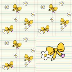 Pencils Bows Flowers Lined Paper Pattern