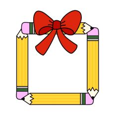 Yellow Pencil Frame Red Coquette Bow Print & Cut