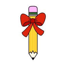 Yellow Pencil with Red Coquette Bow Print and Cut