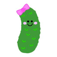 Kawaii Pickle Pink Bow Print and Cut