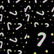 Black Background with pink and green candy canes Pattern