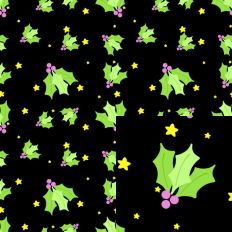 Green and Pink Holly-Black