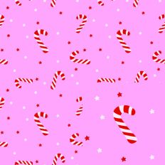 Candy Canes and Stars on Pink Pattern