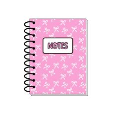 Bows Pink and White Notes Notebook Print and Cut Design