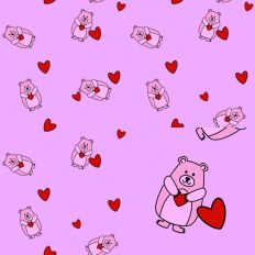 Easy to Print Valentine Pink Bear Surface Pattern