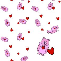 SVG Pink Bear Seamless Easy to Print Valentine Pattern