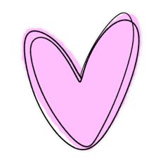 Black outline Pink Heart Doodle