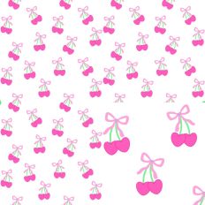 White Pink Cherries & Bows SVG Seamless
