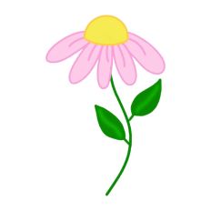 Hand Drawn Pink Spring Flower with Stem Print and Cut SVG Design