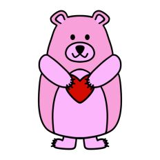 Pink Bear Valentine Print and Cut SVG