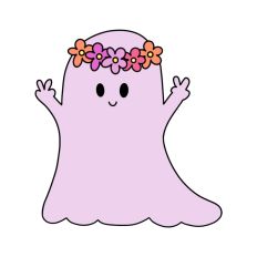 Pink Hippie Peace loving Ghost Print and Cut