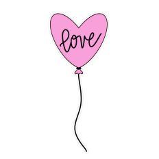 Hand Drawn Pink Love Heart Balloon SVG Print and Cut