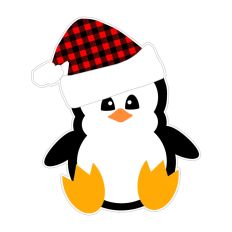 Santa Penguin-Red Buffalo Check Hat