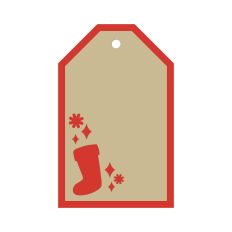 Layered Gift Tag - Christmas Stocking with Snowflakes, Stars