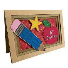 3D Best Teacher Shadowbox Greeting Card - 4x6"