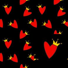 Queen of Hearts Black Seamless Crown SVG Pattern