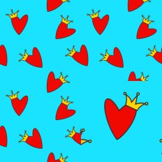 Heart Queen of Hearts Cyan Seamless SVG Pattern
