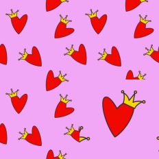 Pink Queen of Hearts Crowns Heart SVG Seamless Pattern