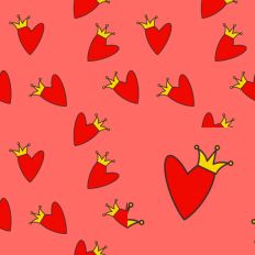 Red Queen of Hearts Crown Heart SVG Seamless Design