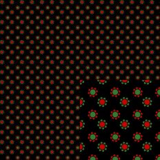 Red and Green Flowers on Black Seamless Design