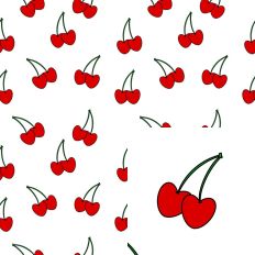 Red Cherry Hearts White Background SVG Seamless Pattern