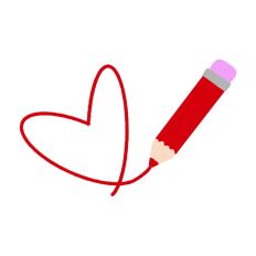 Hand Drawn Red Heart Matching Pencil Print and Cut SVG Design