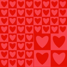 Red on Red Hearts Checker Pattern