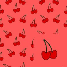 Heart Cherries on Red Valentine Seamless Pattern SVG