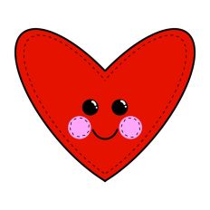 Kawaii Red Stitched Happy Valentine Heart Print and Cut File
