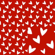 Seamless White Hearts Red Background Printable SVG