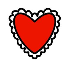 Hand Drawn Ruffle Red Heart Print and Cut SVG Cut File