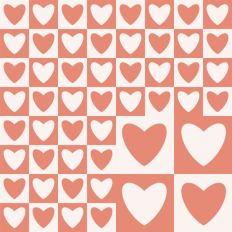 Salmon and White Heart Checker