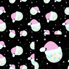 Disco Ball Santa Hat Pattern-Black
