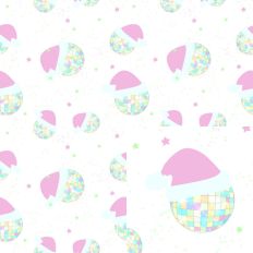 Disco Ball Santa Hat Pattern-White